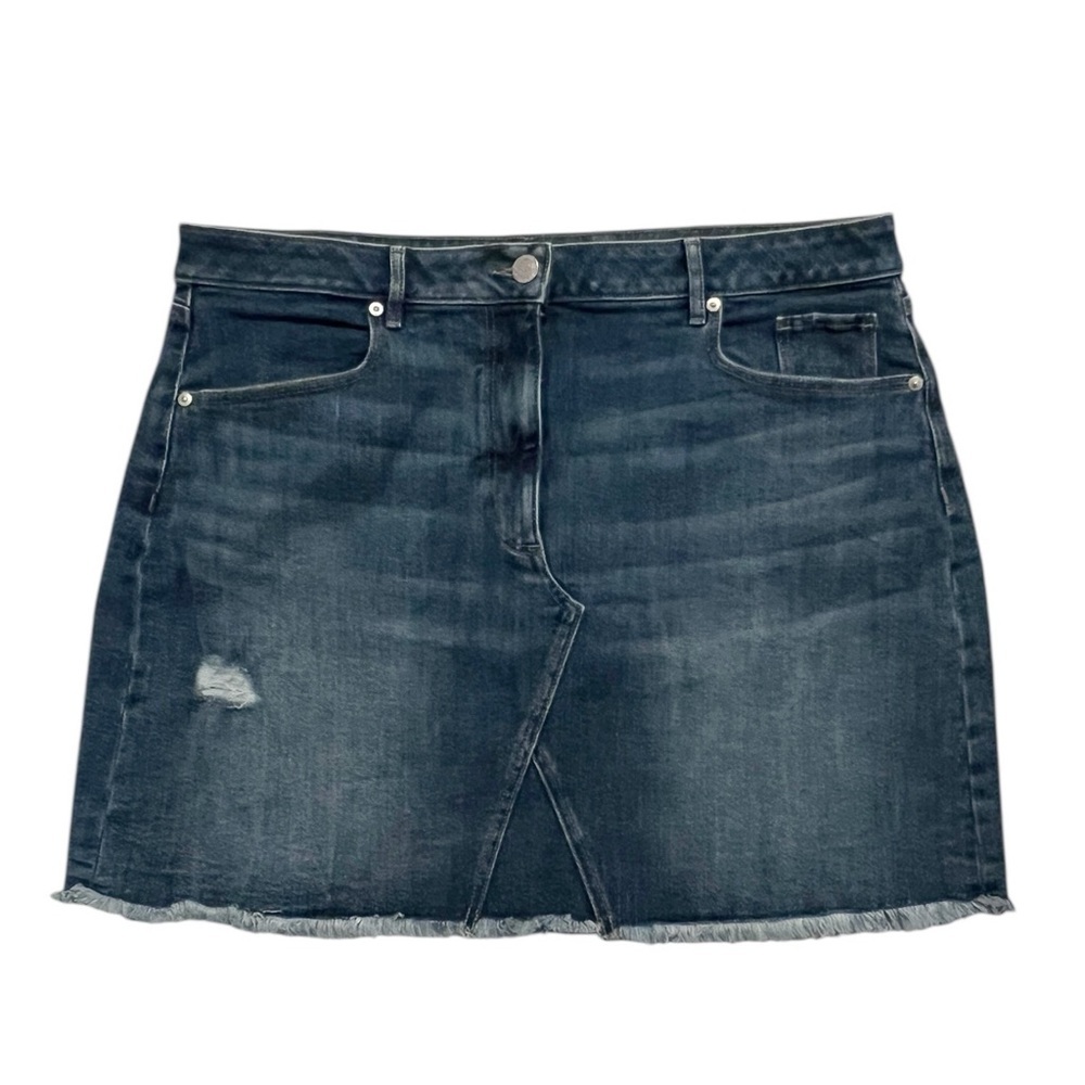 Loft Stretch Distressed Denim Raw Hem Jean Skirt Size 16 NWT - Picture 2 of 4